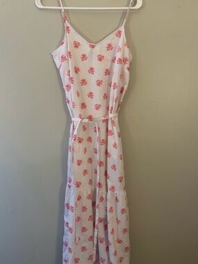 Universal Thread White Maxi Dress with Pink Floral Print S